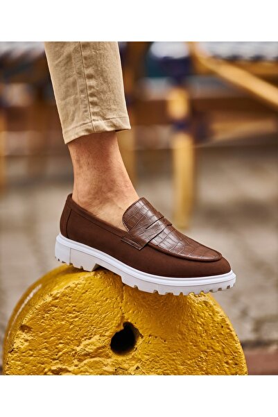 EXCLUSIVE STYLE Mocasini maro din piele ecologică cu talpa alba - SKIN
