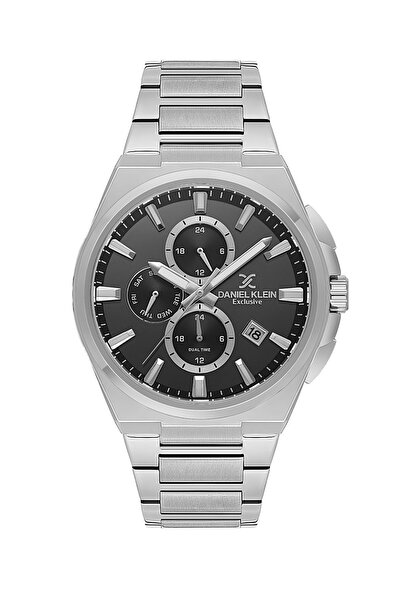 Daniel Klein Dial Black Band Silver Color 43.5 mm Gift Boxed Internal Indicat...