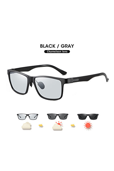 Choice1 Black frame-gray Top Carbon fiber Square Driving Photochromic Polariz...