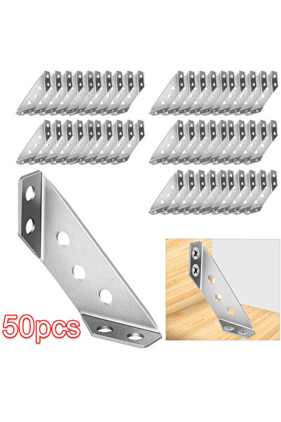 choice2 50 قطعة من دعامات الزوايا المصنوعة من الفولاذ المقاوم للصدأ المُسمك ب...
