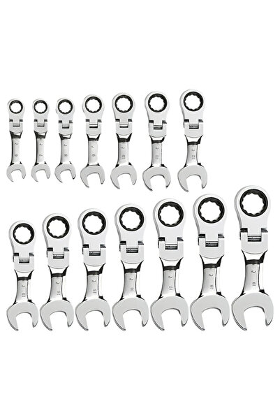 Choice3 8mm Mini Short Handle Ratchet Wrench with Movable Head, Quick Dual-pu...