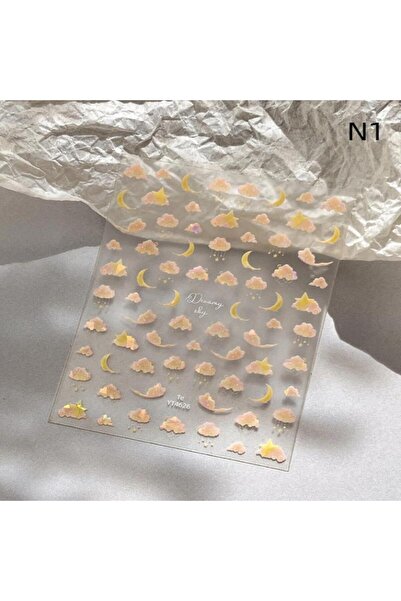 Choice N1 【ZYAL-1】Embossed Clouds Moon Nail Embossed Sticker Sparkling Aurora...