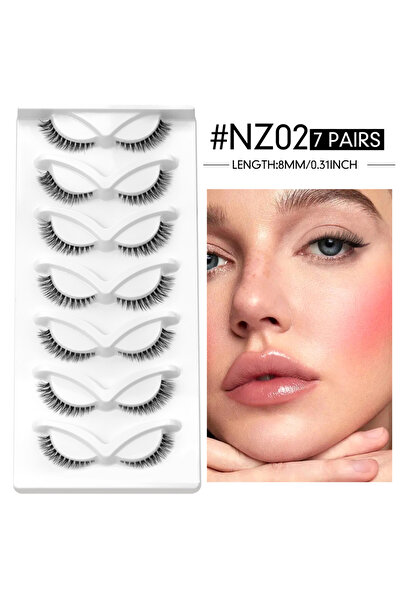 Choice3 7 Pairs-NZ02 GROINNEYA Natural Cat Lashes 3D Faux Mink Lashes Soft Fu...