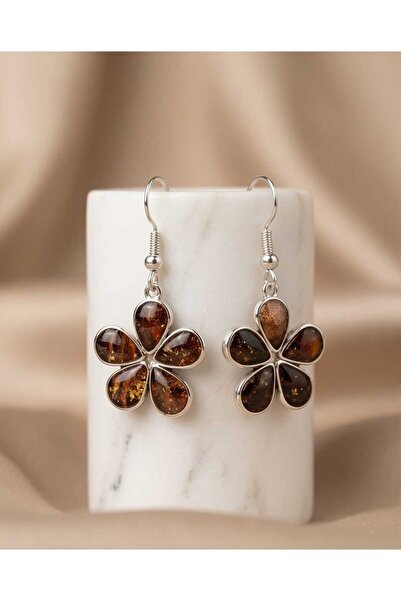 Dodemert Home Bordo Silver Papatya Polymer Clay & Epoxy Handmade Design Earrings