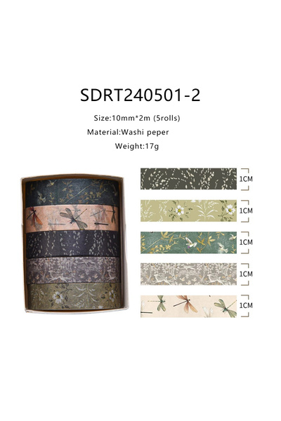 choice2 SDRT240501-2 5 لفات من شريط واشي الزهري الربيعي، شريط لاصق ملون برسوم...