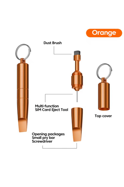 Choice No Orange 3-in-1 Keychain SIM Card Eject Pin Phone Cleaning Brush Pack...