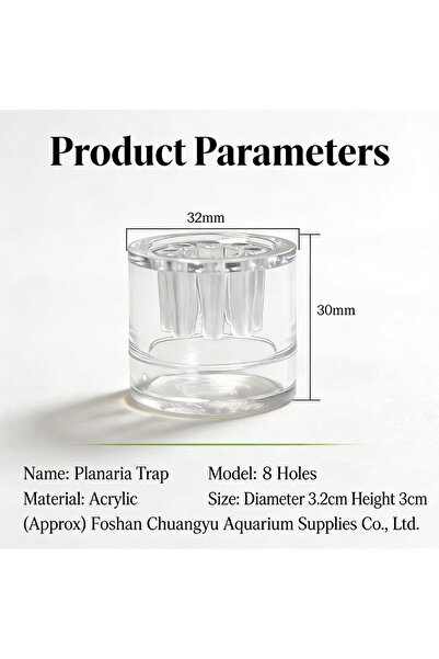 Choice 2Pcs Acrylic 2Pcs Acrylic Planaria Trap 8-Hole Aquarium Worm Acrylic L...