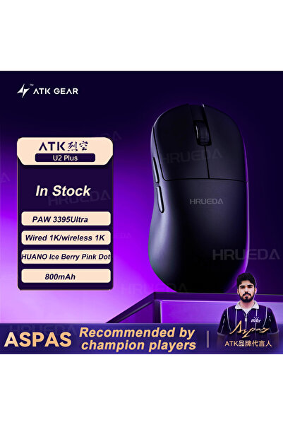 Choice3 فأرة ألعاب لاسلكية U2 Plus سوداء جديدة من ATK طراز U2 V2 ميني ألتيميت...