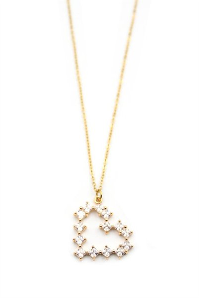 Ethab Ticaret Glb-Stl41414 Stone Heart Necklace - Gold