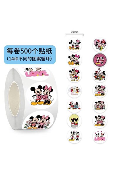 Choice 1roll 500PCS Cartoon Disney Mickey Mouse Sealing Roll Stickers Cute Gr...