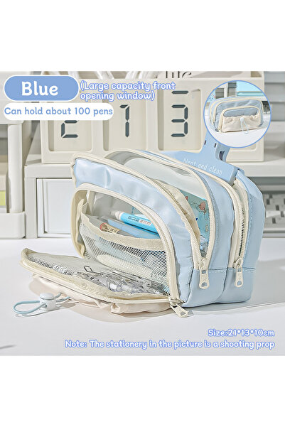 Choice Blue New Kawaii Student Pencil Case Large Capacity Cute Pen Bag Ins St...