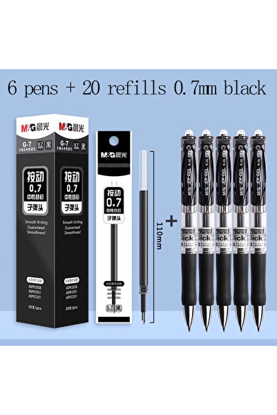 Choice black 6pc 20 refill M&G 0.7mm Black Gel Pen Refill, for Automatic Retr...