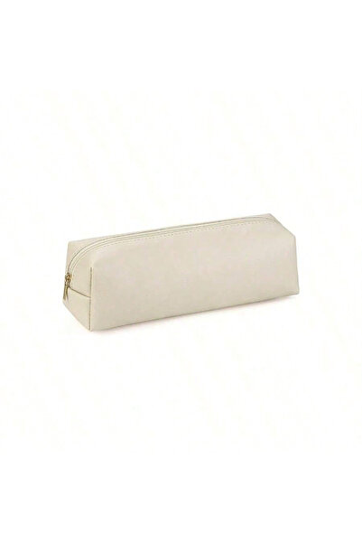 Choice Beige 1pc Large Capacity Pen Bag PU Leather Pen Case Stationery Holder...