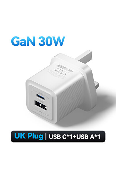 Choice1 حزمة شاحن فينتيون 30 واط بتقنية GaN مع منفذين USB و USB-C PD 3.0 للشح...