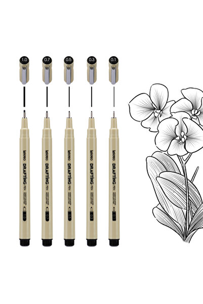 choice2 5pc set Lekreo 12 Size Micron Fineliner Pens - Archival Black Ink Pen...