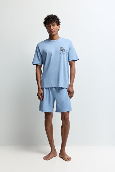 LEFTIES Desenli kısa pijama takımı