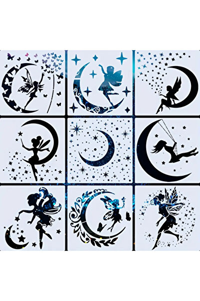 Choice 9pcs Bview Art 9-Piece Moon Fairy Reusable Stencils Kit: DIY Crafting ...