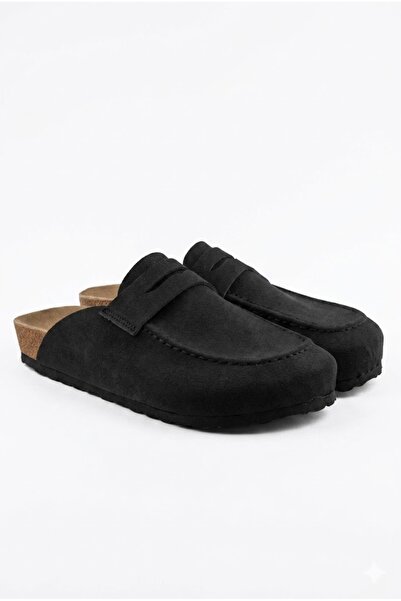 VIAJERO Unisex Süet Mules Terlik - Modern Tasarım Arkası Açık Loafer