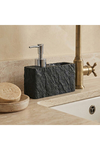 Choice black Kitchen Soap Dispenser with Sponge Holder, 2-in-1 Resin Stone Te...