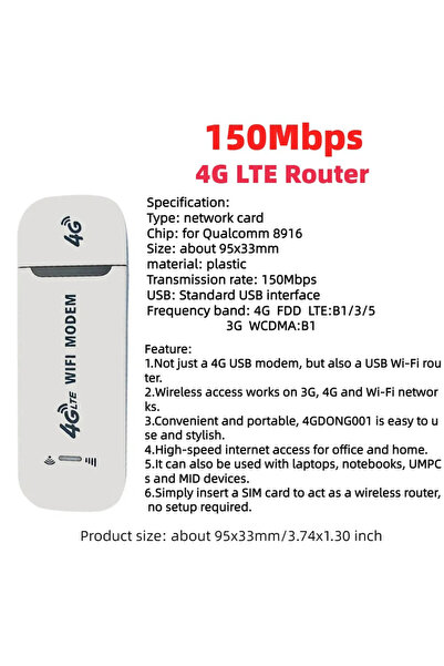 choice2 white USB Dongle Mobile Broadband Wireless Router 4G LTE Modem Stick ...