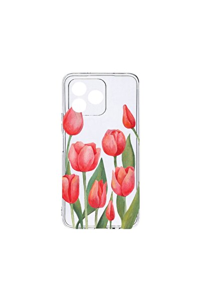 bestcase ¬Æ Husa Clear Silicon 2MM, Compatibila Cu Xiaomi Redmi 13, Red Tulip...
