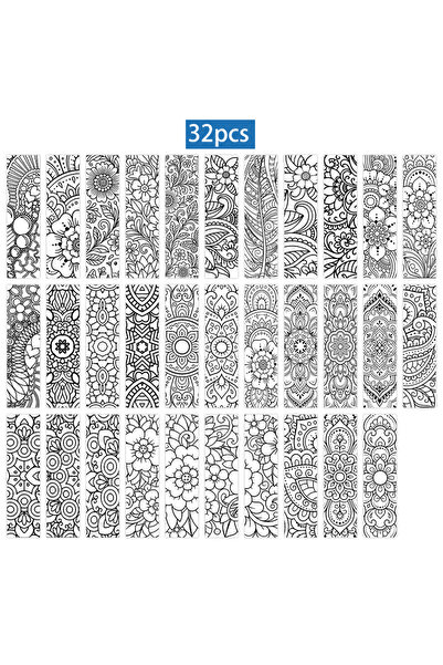 Choice Mixed Color 32pcs Mandala Coloring Bookmarks, suitable for Christmas a...