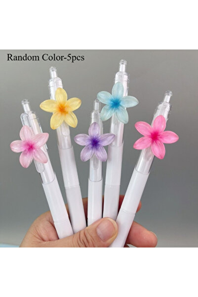 Choice Random Color-5pcs black 5pcs 0.5mm Black Ink Ballpoint Pen Set Cute Fl...