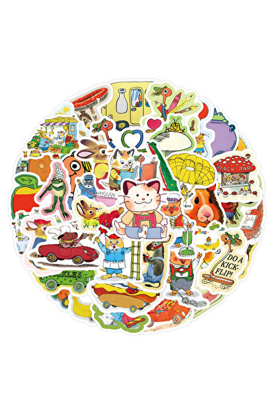 Choice Bandai 60pcs New Richard Scarry Graffiti Notebook Luggage Comic Sticker