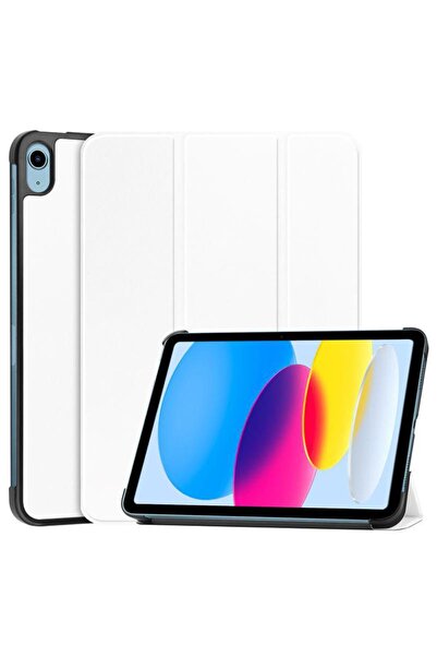 CoreParts Husă rigidă tip carte cu trei pliuri și roți - Albă pentru Apple iP...