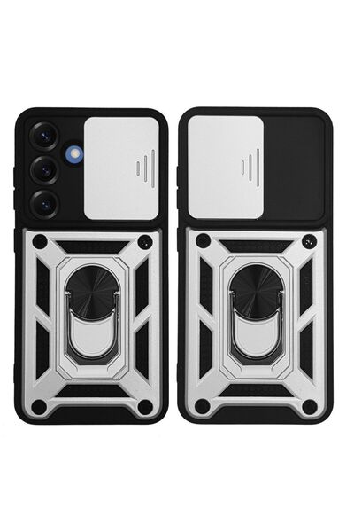 Sonique Θήκη Ring Armor CamPro για Samsung Galaxy S25 Ασημί