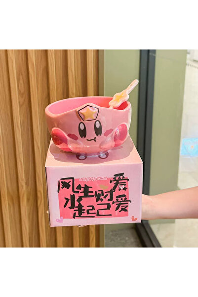 Choice Bandai Rice Bowl and Spoon Kirby Cute Ceramic Rice Bowl With Matching ...