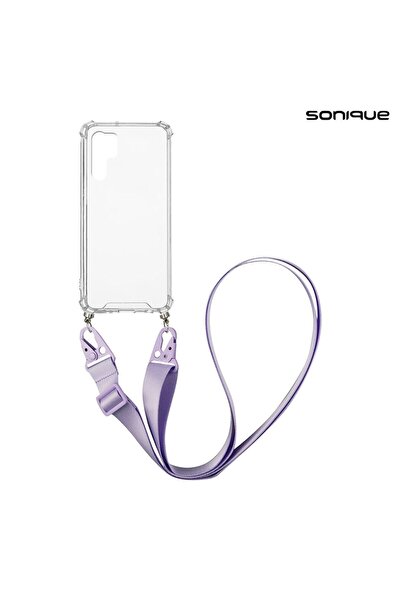 Sonique Θήκη Σιλικόνης με Strap Armor Clear Huawei P30 Pro Λιλά
