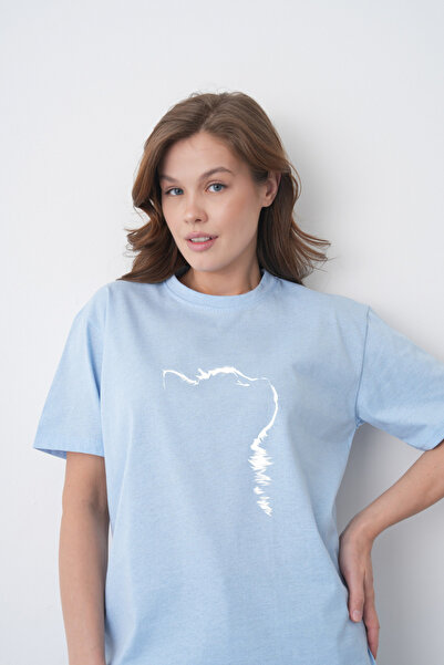 TREND EMMODA Tricou de damă, minimalist, cu imprimeu cu siluete de pisici, cu...