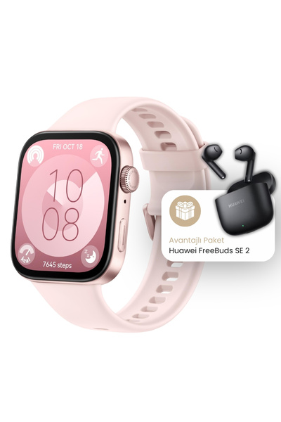 Huawei Watch Fit 3 Pembe + Freebuds SE 2 Siyah Kulaklık Avantajlı Paket