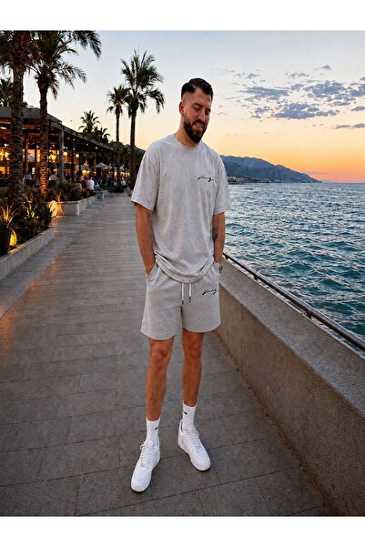 FAEL LİFE Unisex Wide-Let Shorts and T-Shirt King Handwritten Print