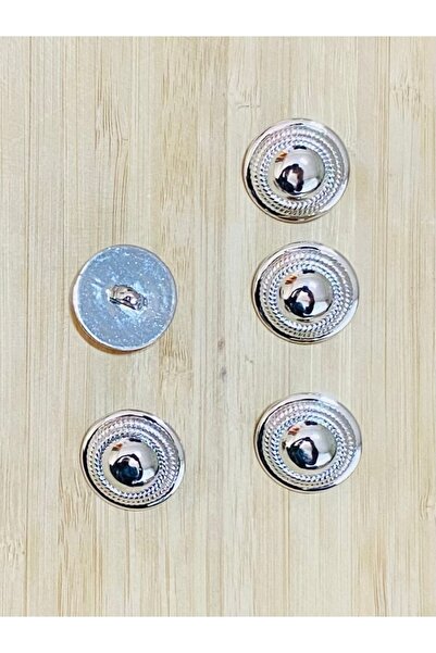 Lorin hobi Metalized Button with Bottom Fixation Silver Color 26 mm 5 Pcs
