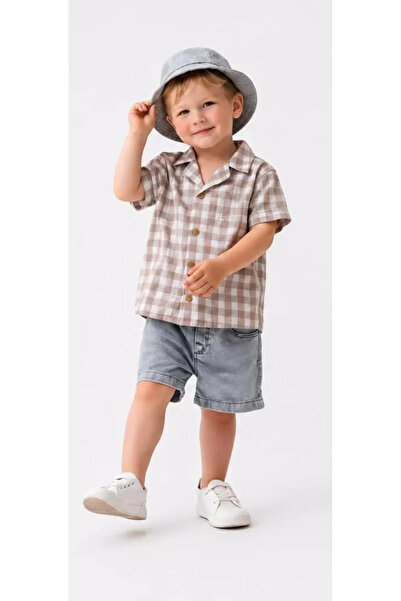 Generic Brand 2/6 Years Old Children's 3-Piece Set with Denim Hat and Shorts