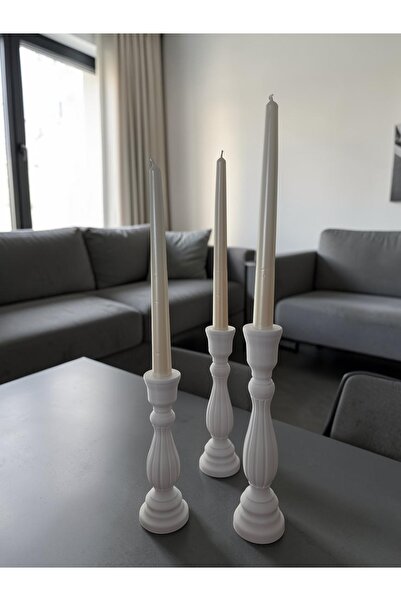 3D Modern Üçlü Şamdan Takımı