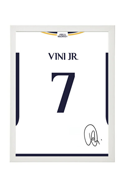 Boomah Accessories Vini Jr. Real Madrid 2023-24 Autographed Jersey Poster wit...