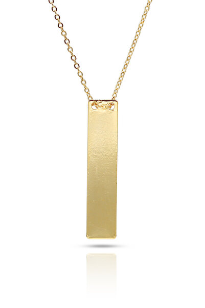 kolbi Minimalist Black Plate Necklace Rectangular Bar Necklace - Gold Color C...