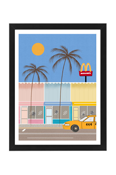 Boomah Accessories Miami City Street Travel Poster with Frame 30x40cm