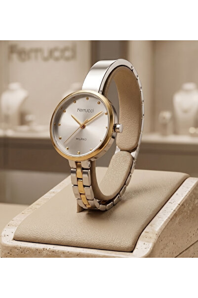 Ferrucci Milano 29mm Silver Dial Double Color Women Wristwatch 3 Atm Elegant ...