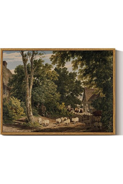 ALAYRA International Rustic Nature Watercolor Artwork with Outer Frame for Ba...