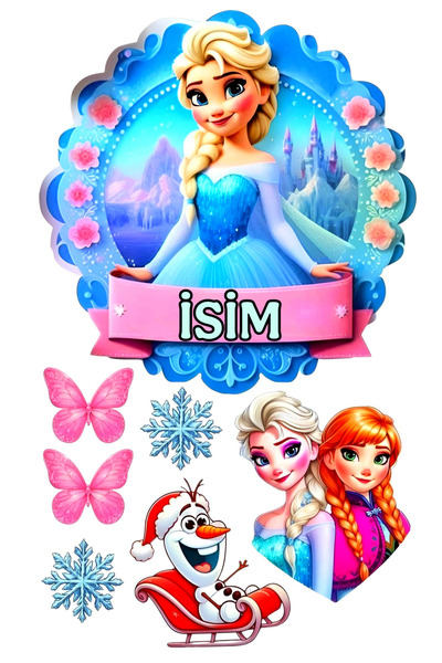 telaşe memuru İSİMLİ - ELSA Yenilebilir Pasta Süsü - Elsa Pasta Resmi Yenileb...