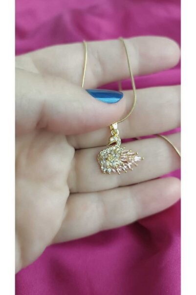 shop 316L Steel Zircon Stone Swan Necklace Gold Color Elegant Women's Necklac...