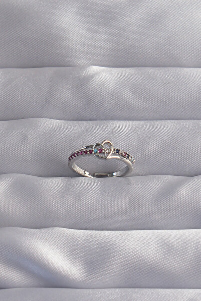 MEKs Brass Silver Color Colorful Zircon Stone Adjustable Ring 5886 - Hep-1577...