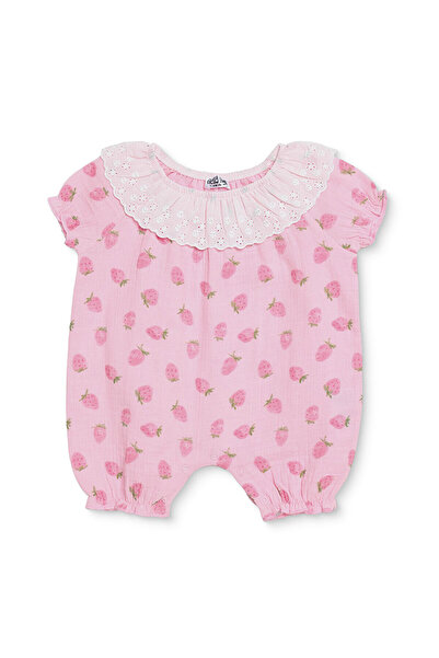 ebebek Hello Baby HelloBaby Kız Bebek Kısa Tulum Çilek Baskılı Çıtçıtlı Dante...