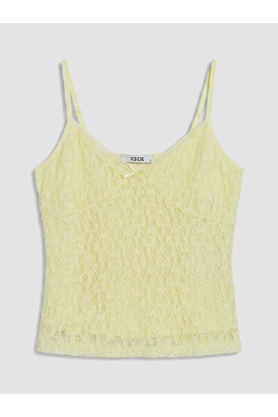 LC Waikiki XSIDE V Yaka Dantelli İp Askılı Crop Bluz
