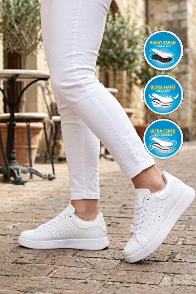 WALKWAY White Lace-Up Lightweight Unisex Skin Sports Shoes Costa g