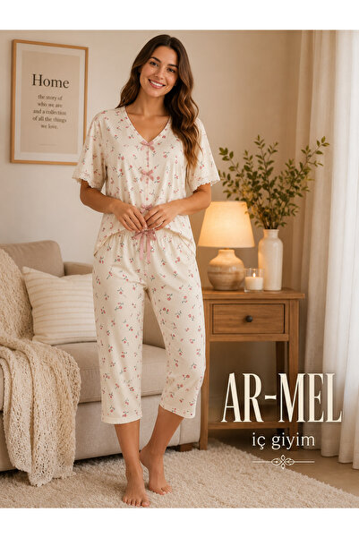 Ar mel Kadın Kapri pijama takımı